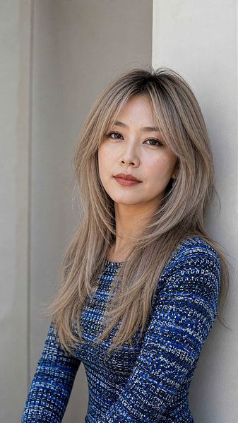 Ash Blonde Straight Feathered Wolf Ash Blonde Straight Feathered Wolf