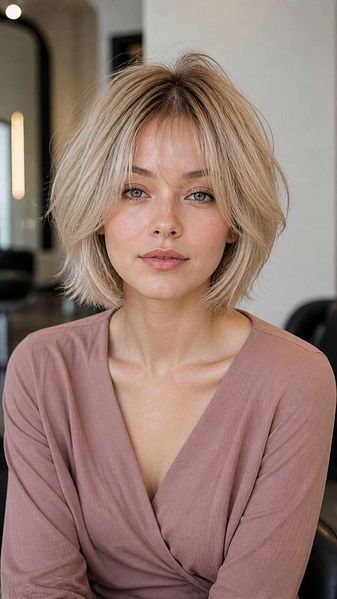 Champagne Blonde Textured Bob Wolf Champagne Blonde Textured Bob Wolf