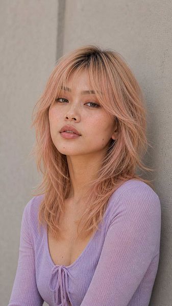Peachy Rose Gold Layered Wolf Peachy Rose Gold Layered Wolf