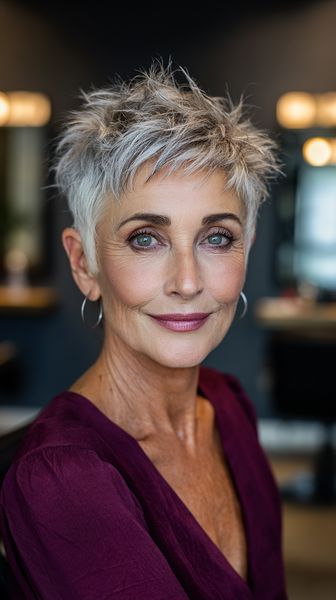 Elegancki i fakturowany spiky pixie dla dojrzałej elegancji