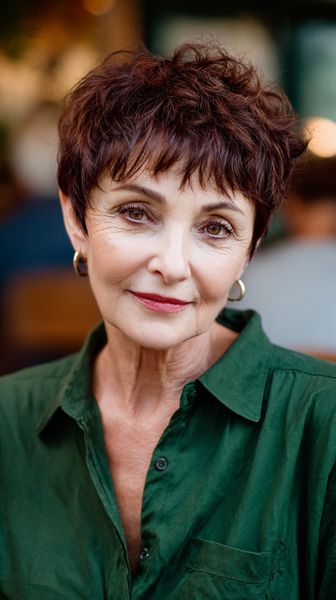 Eleganckie, strukturalne cięcie pixie dla dojrzałych kobiet