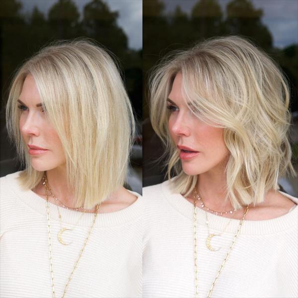 15. Dwa sposoby stylizacji jasnoblond boba dla cienkich włosów