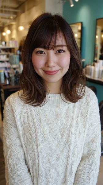 Szykowna fryzura do ramion z odważnymi prostymi grzywkami