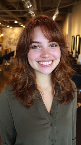 Teksturowane cięcie do ramion z delikatną grzywką na bok