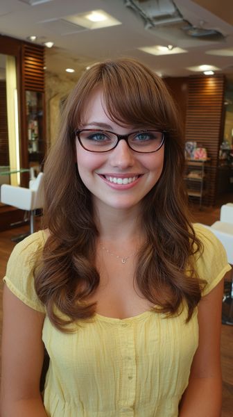 Delikatne loki do ramion w połączeniu z okularami