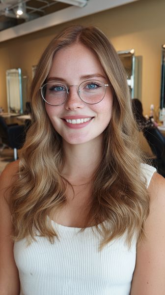 Delikatne, naturalne fale w stylu plażowym i okulary