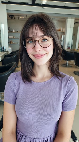 Nowoczesny lob z teksturą i delikatną grzywką